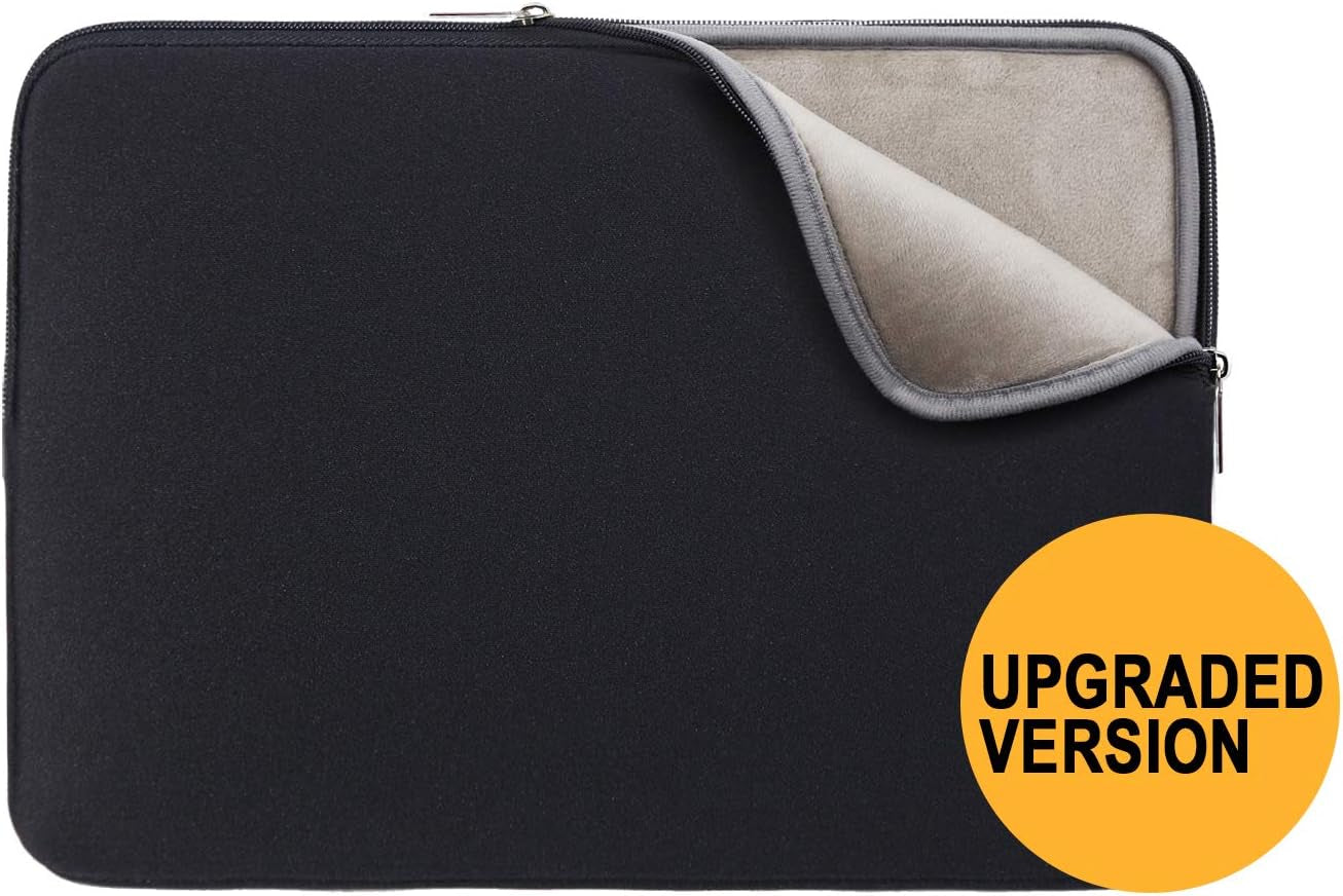 14-Inch Laptop Sleeve Case with Soft Fluffy Lining - Compatible with 14" Notebooks, Chromebooks, and Laptops (Black)