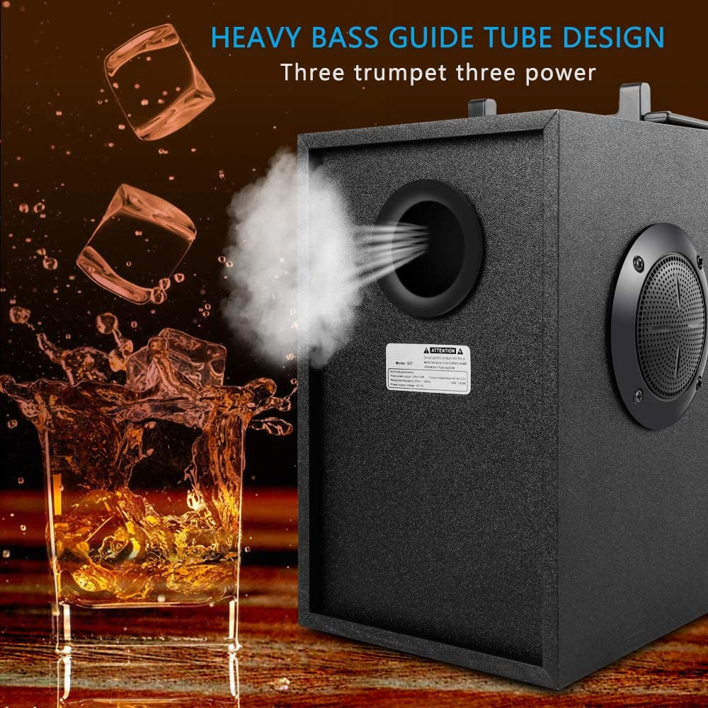 Portable 11W Bluetooth Speaker with Subwoofer, Dual Speakers, LED Lights, FM Radio, Remote Control, Enhanced Bass, and MP3 Playback
