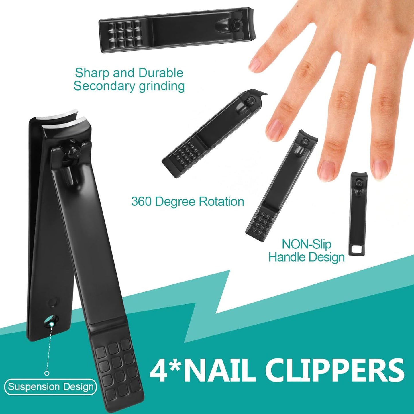 26-Piece Manicure and Pedicure Set with Nail Clippers and Grooming Tools for Travel (Black)