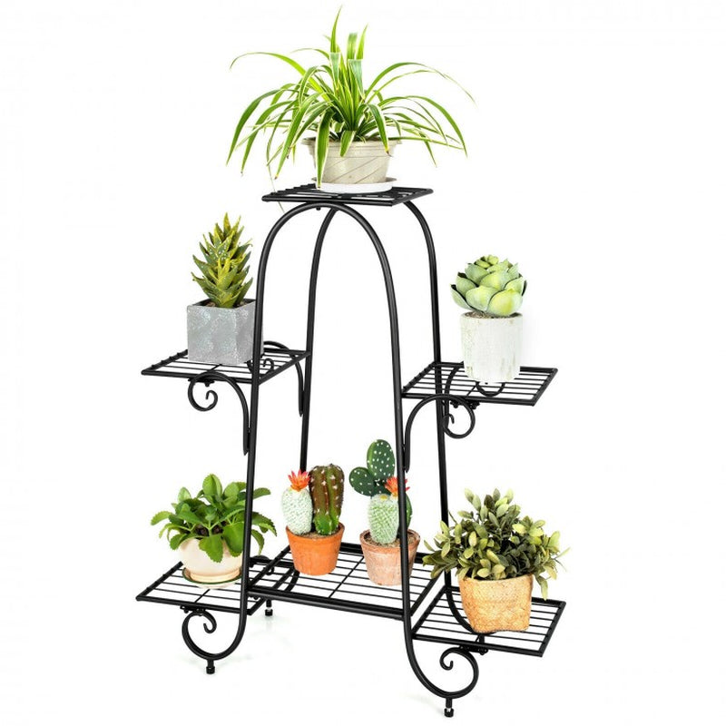 6-Tier Adjustable Plant Stand with Stabilizing Foot Pads