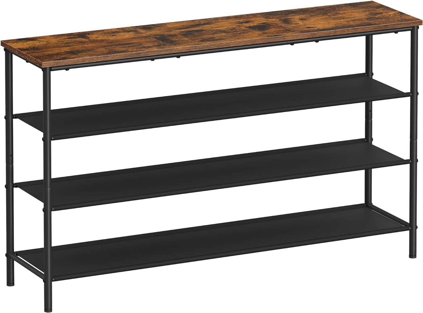 5-Tier Shoe Storage Rack for 15-18 Pairs, Narrow Organizer for Closet and Entryway, Rustic Brown and Black Design