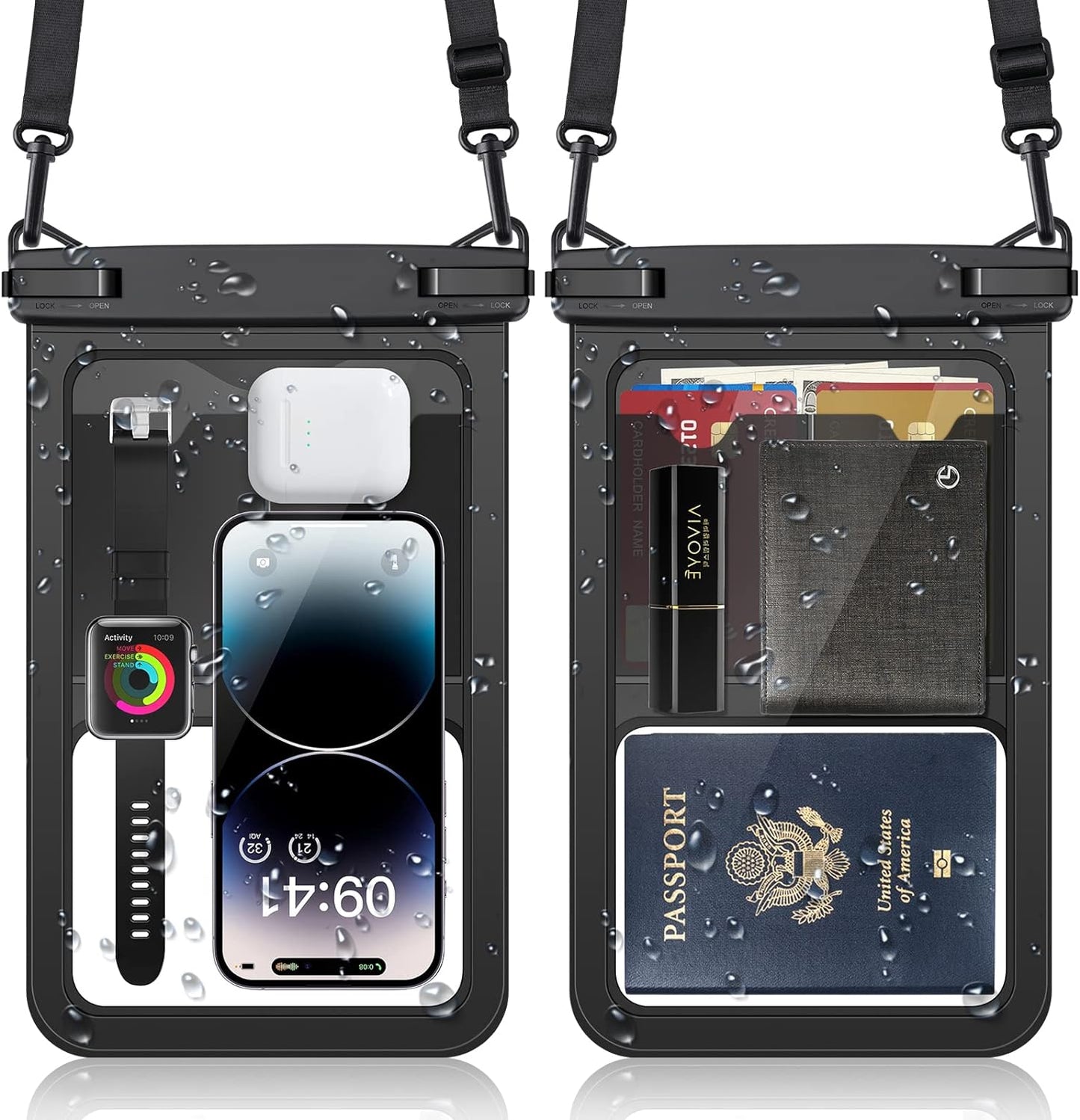 Waterproof Phone Pouch (2-Pack) - Universal IPX8 Phone Case for iPhone, Galaxy S22/S21