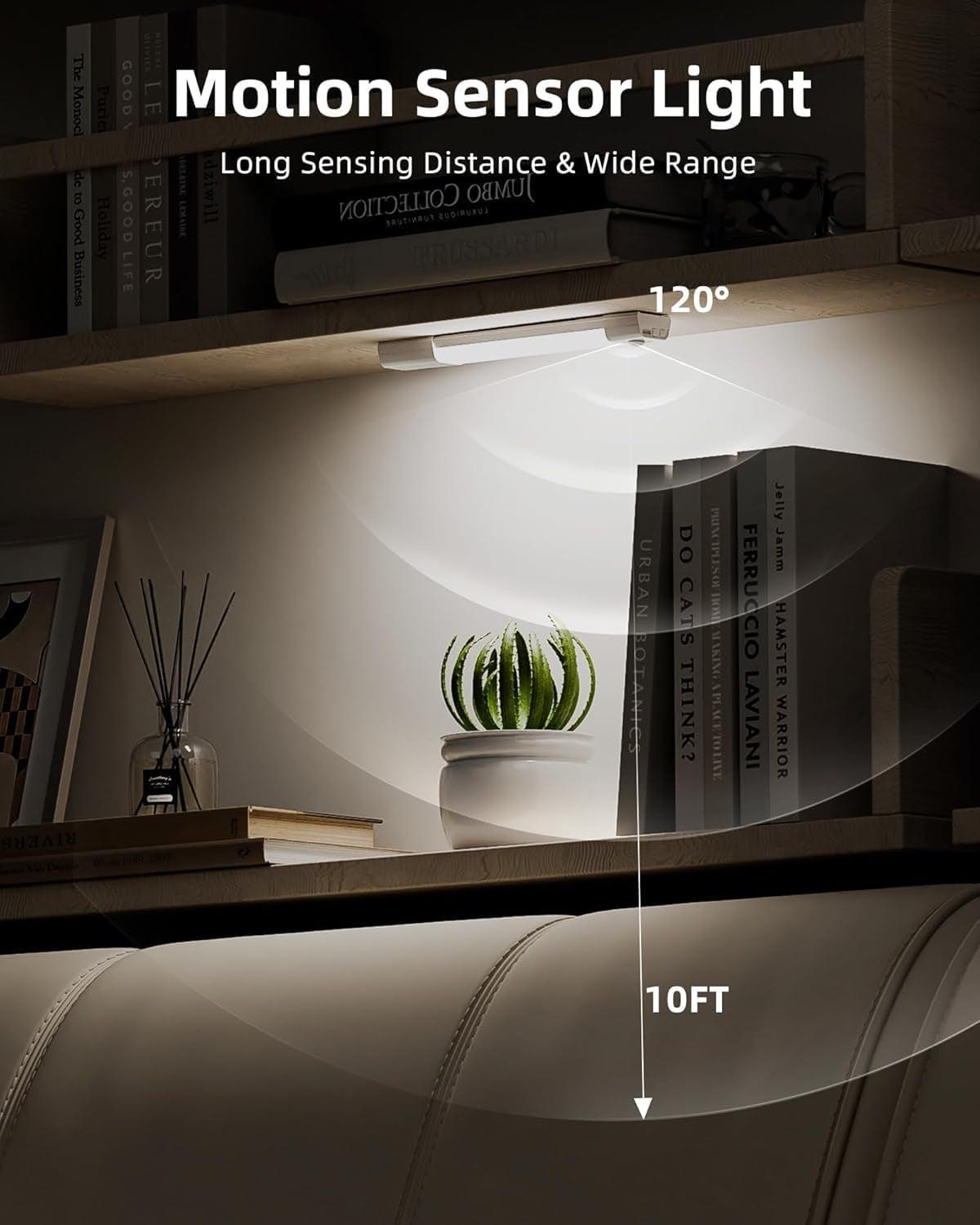 Closet Lights, 30 LED Rechargeable under Cabinet Lighting Wireless, 3 Color Temps under Cabinet Lights, Dimmer Motion Sensor Light Indoor for Kitchen, Cabinet, Bedroom, Wardrobe (3 Pcs)