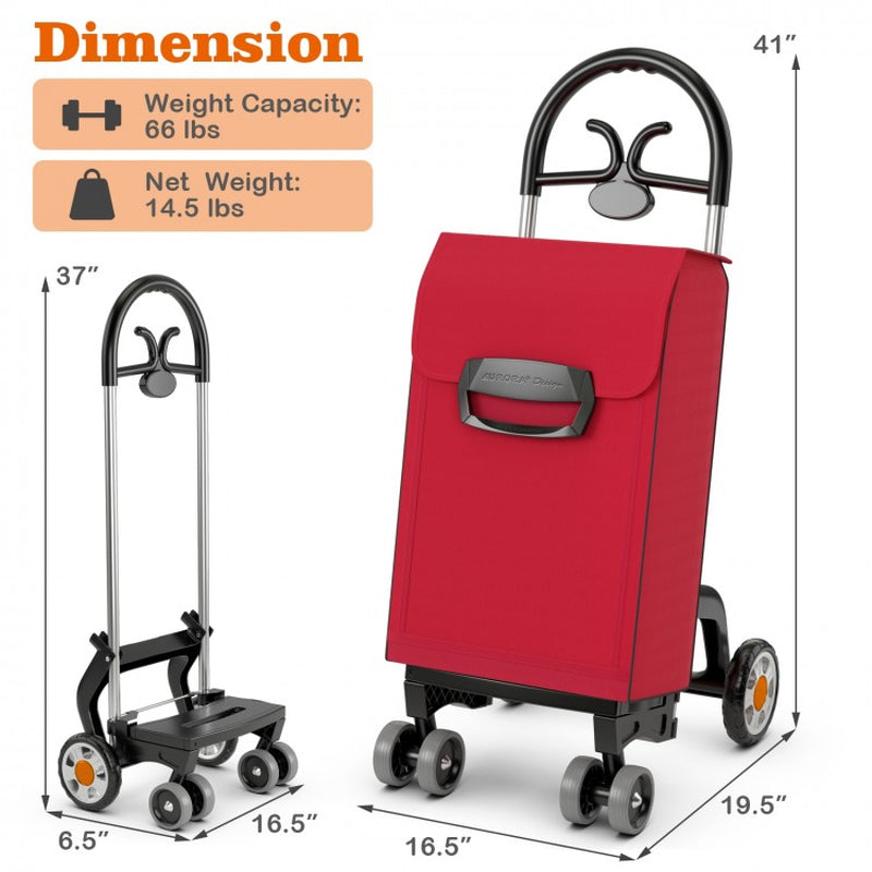 Folding Utility Shopping Cart with Swivel Rolling Wheels