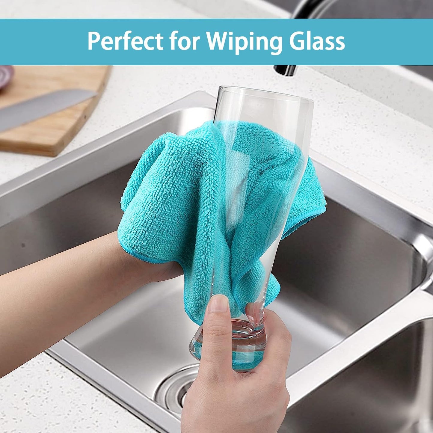 Microfiber Cleaning Cloths - 100 Pack Assorted Colors (Green, Blue, Yellow, Pink) - 11.5" x 11.5" Cleaning Towels