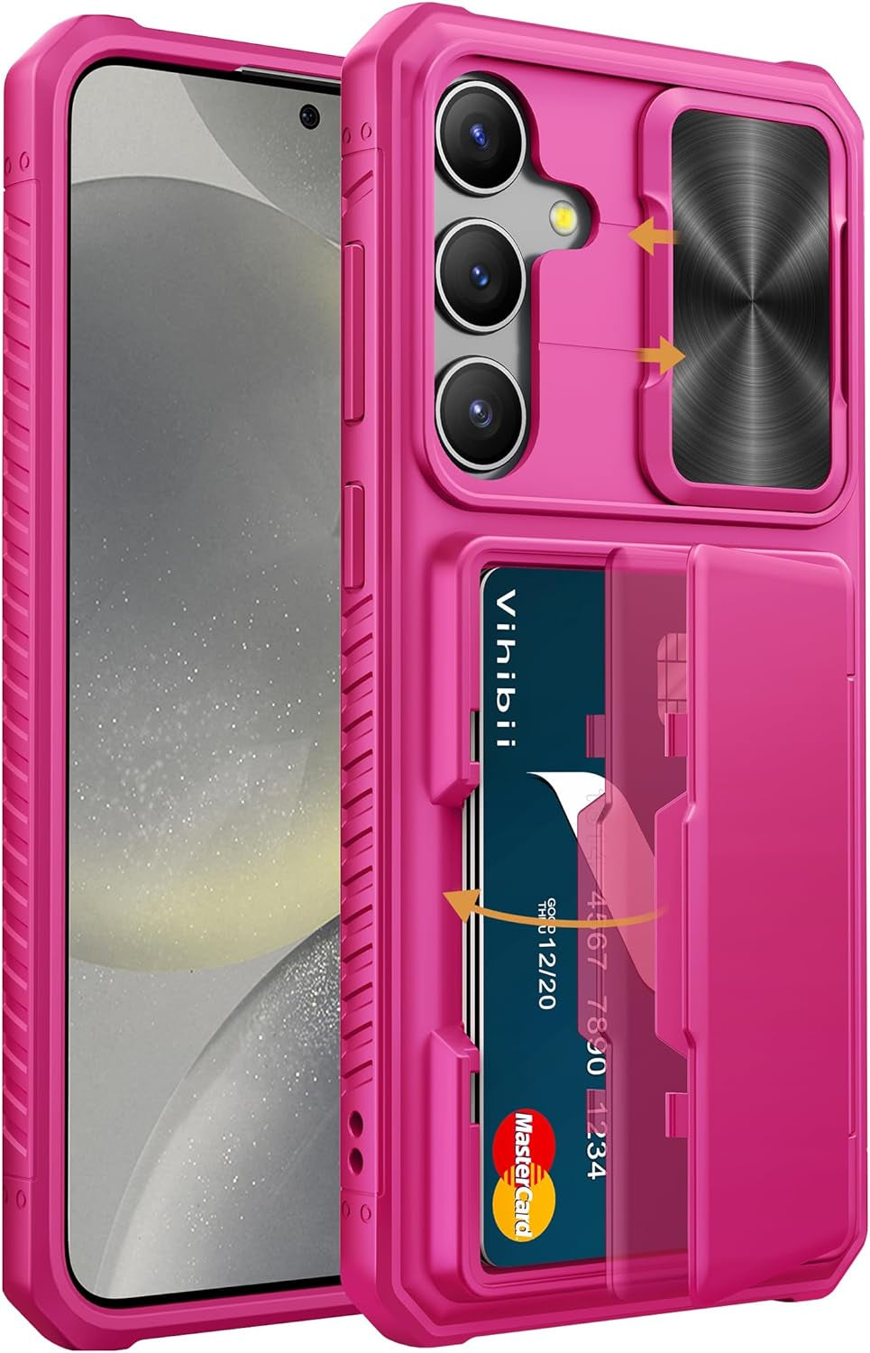 Shockproof Wallet Case for Samsung Galaxy S24 Ultra with Card Holder (4 Cards), Slide Camera Cover, and Kickstand – Black