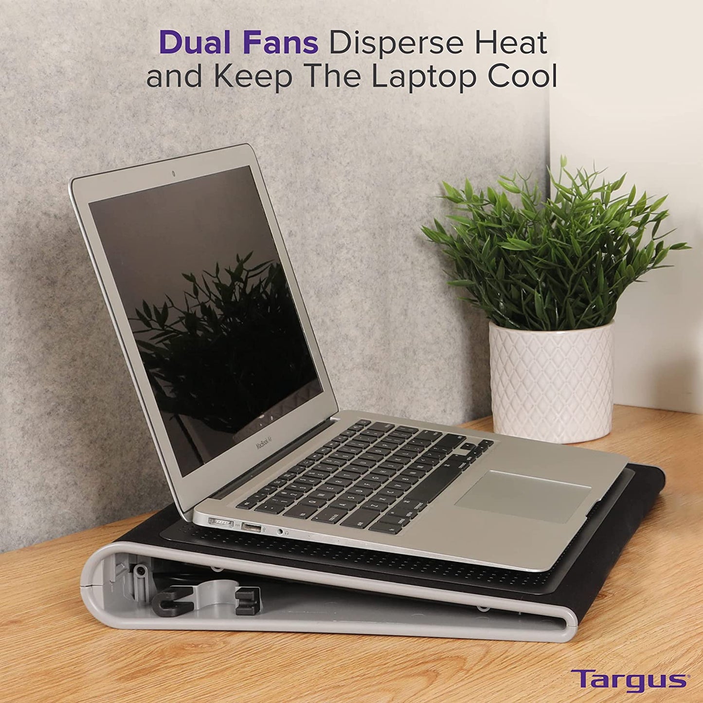 17-Inch Dual-Fan Laptop Cooling Pad - Soft Neoprene Heat Protection Mat with USB-A Connection for Enhanced Heat Dispersion