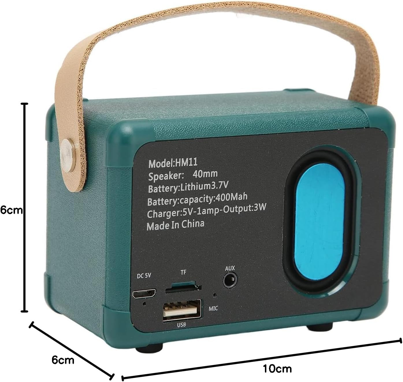 Mini Bluetooth Speaker Vintage Speaker - 50Hz to 18Khz Hifi Stereo Retro Bluetooth Speaker with Long Battery Life (Green)