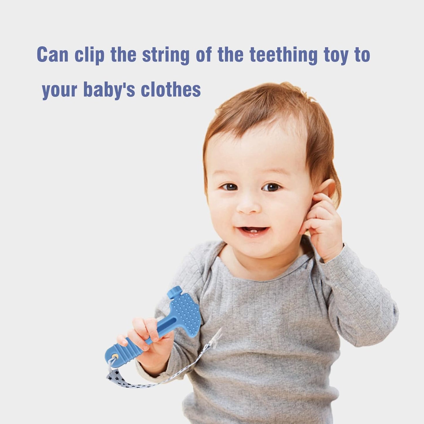 Baby Teether Toys, Soft Silicone Bpa-Free, 3-12 Months, Hammer Wrench Set, Easy to Hold & Clean (4 Pack)