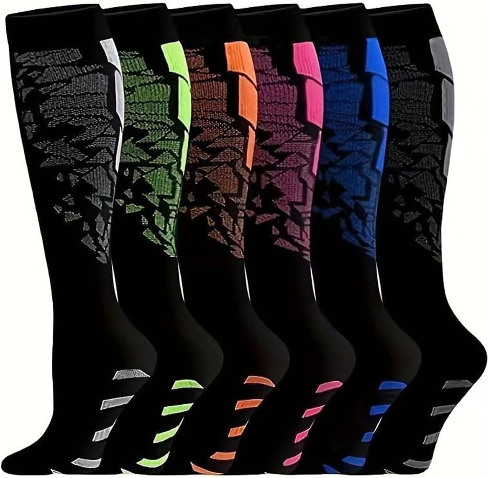 6 Pairs of Compression Socks for Men and Women - Optimal Support for Athletes and Travel Nurses (20-30 mmHg)