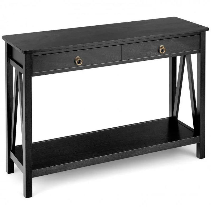 Entryway Console Table with Dual Drawer Storage and Shelf