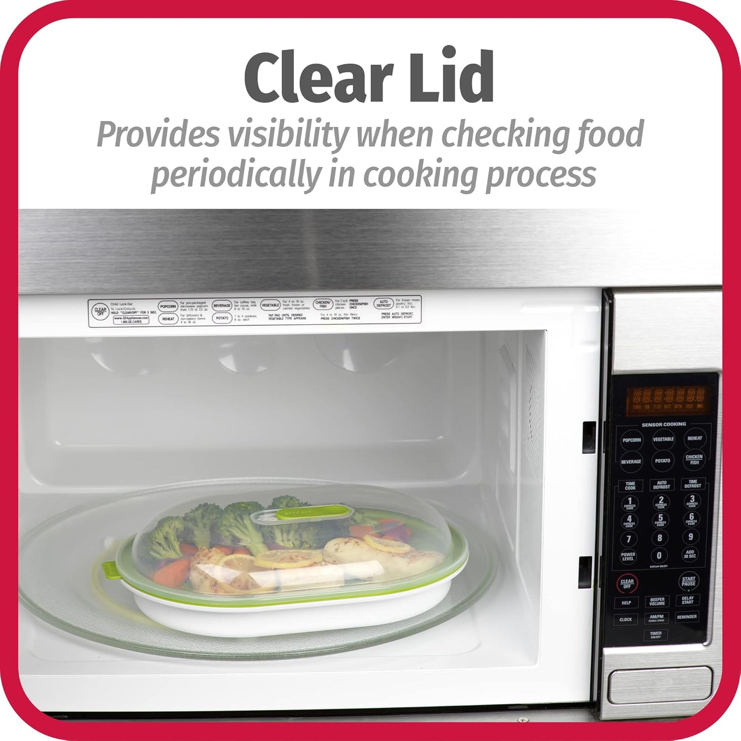 BPA-Free Plastic Microwave Steamer for Vegetables and Fish, Green