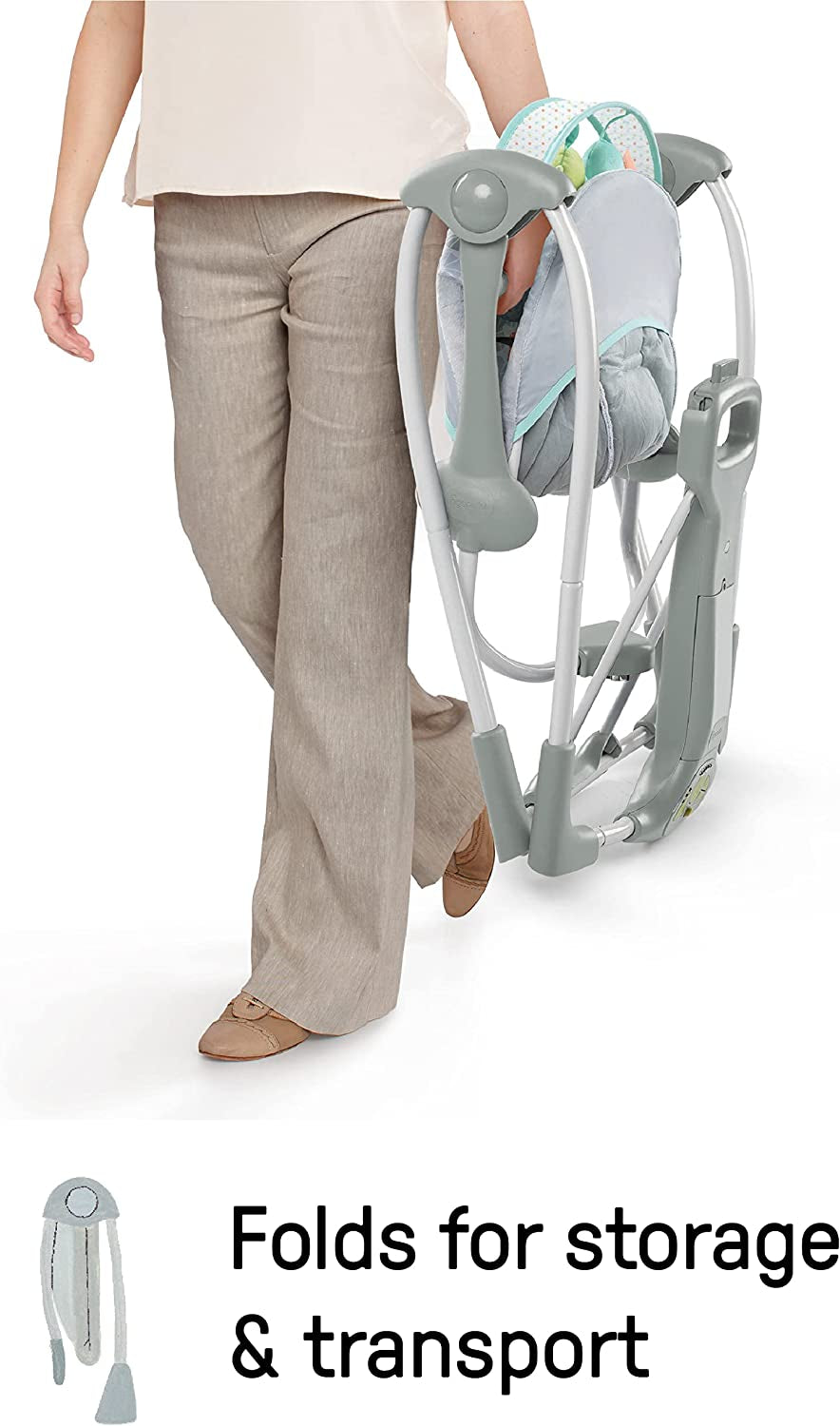 5-Speed Portable Baby Swing with Music, Nature Sounds, and Energy-Efficient Technology for Infants 0-9 Months
