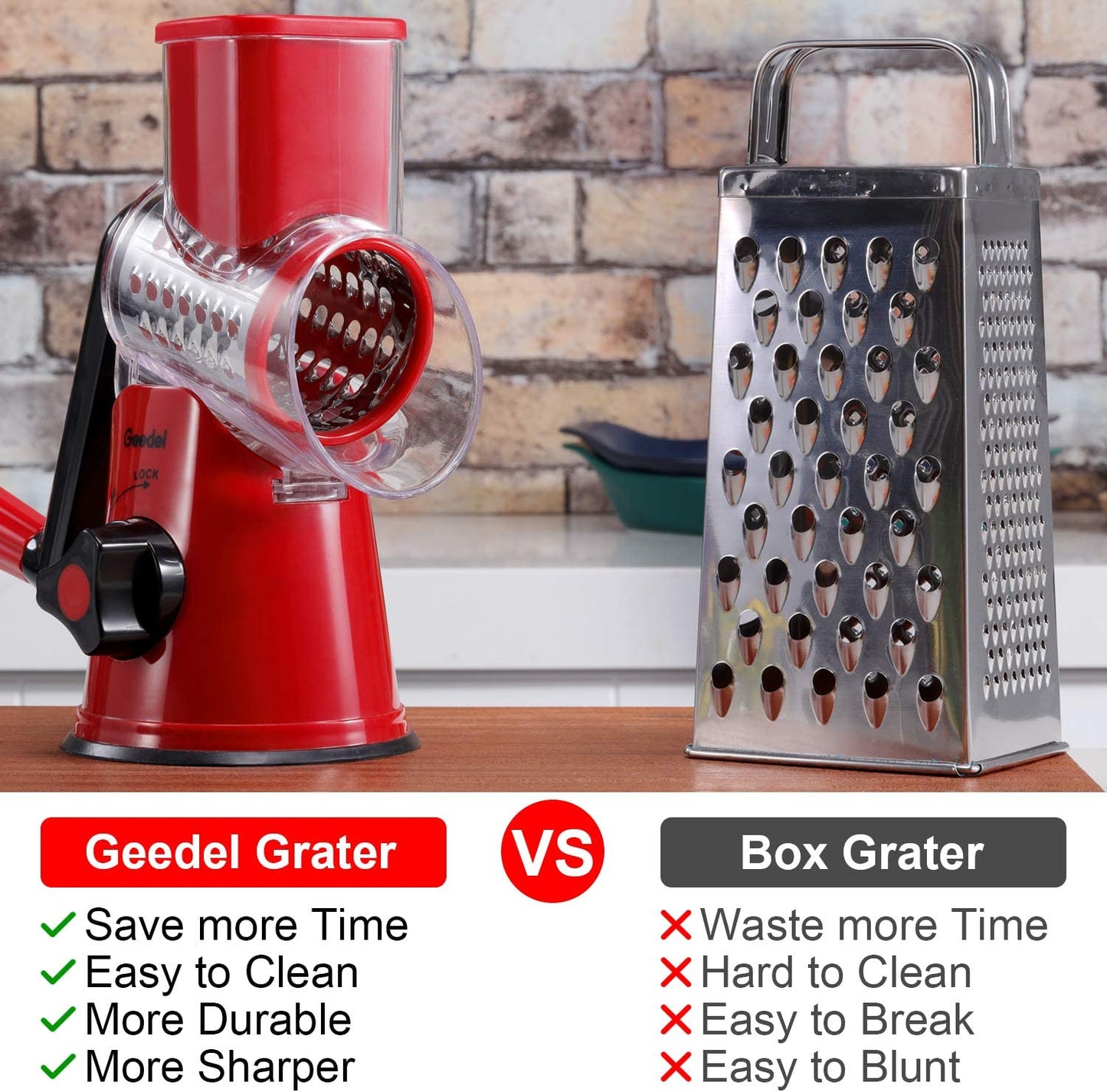 Rotary Mandoline Vegetable Slicer and Cheese Grater with Interchangeable Blades for Effortless Food Preparation
