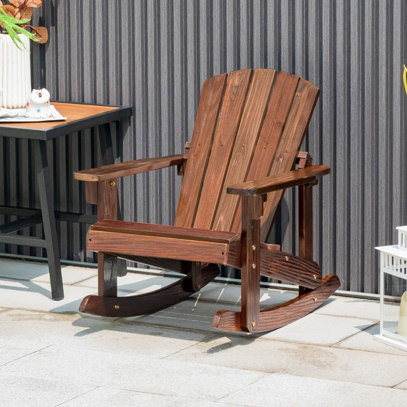 Outdoor Wooden Adirondack Rocking Chair for Children with Slatted Seat Design
