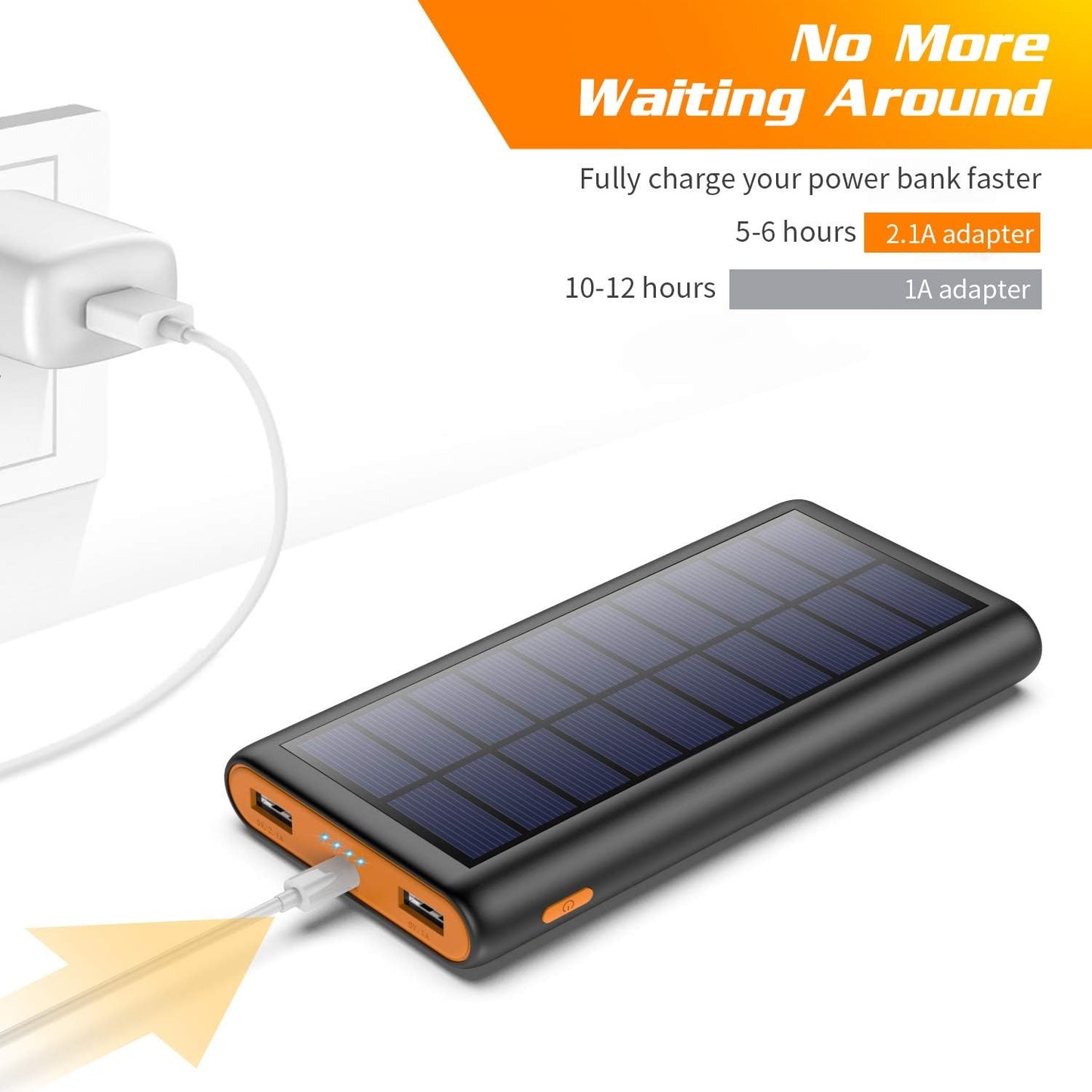 26800mAh Solar Power Bank with Dual USB Outputs and LED Indicators - Portable Solar Charger for Smartphones, Tablets, and Android Devices Ideal for Camping and Outdoor Use