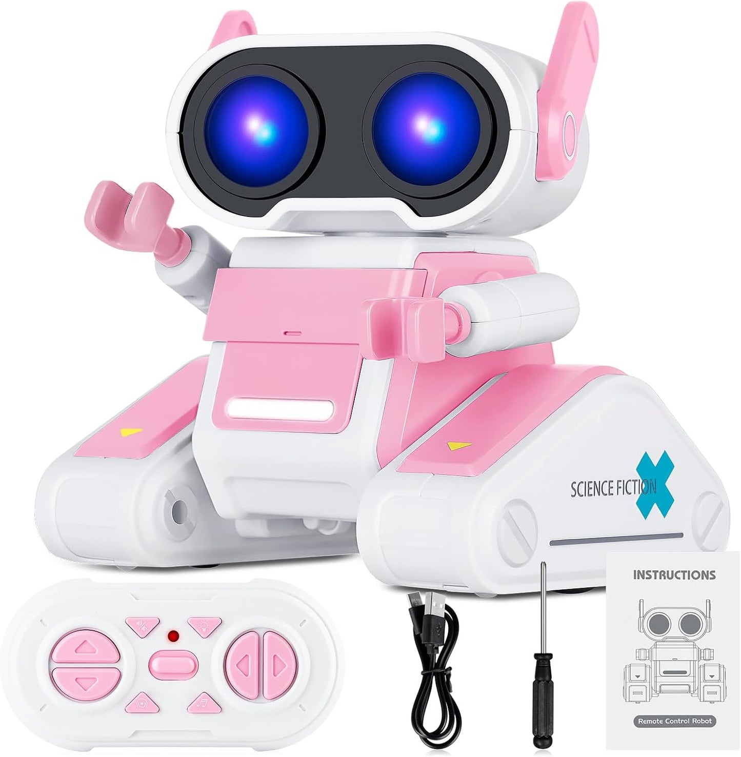Remote Control LED Robot Toy with Flexible Head and Arms, Dance Moves and Music for Children Aged 3+