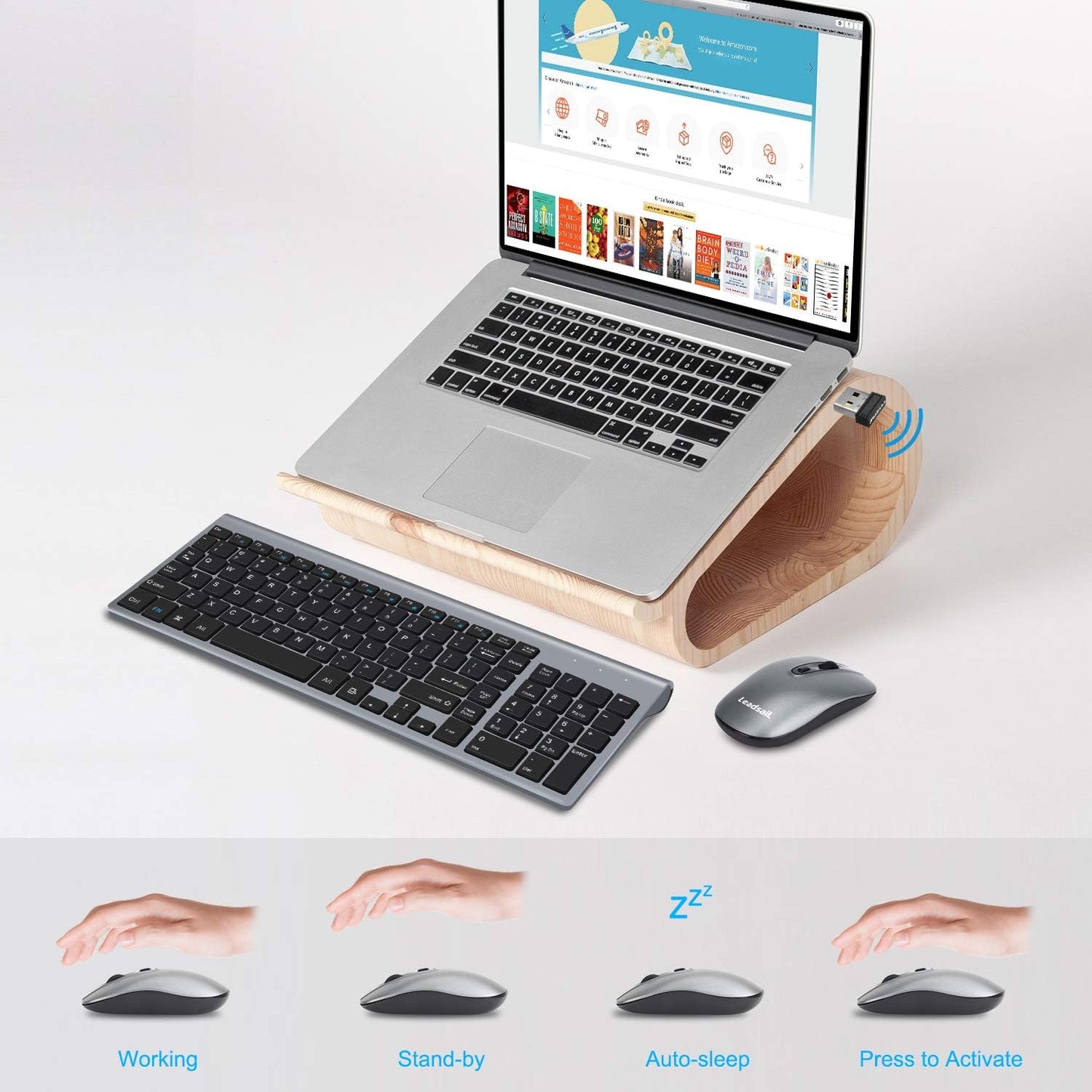 Wireless Keyboard and Mouse Set - Compact and Silent USB Combo for Windows Laptops and Desktops