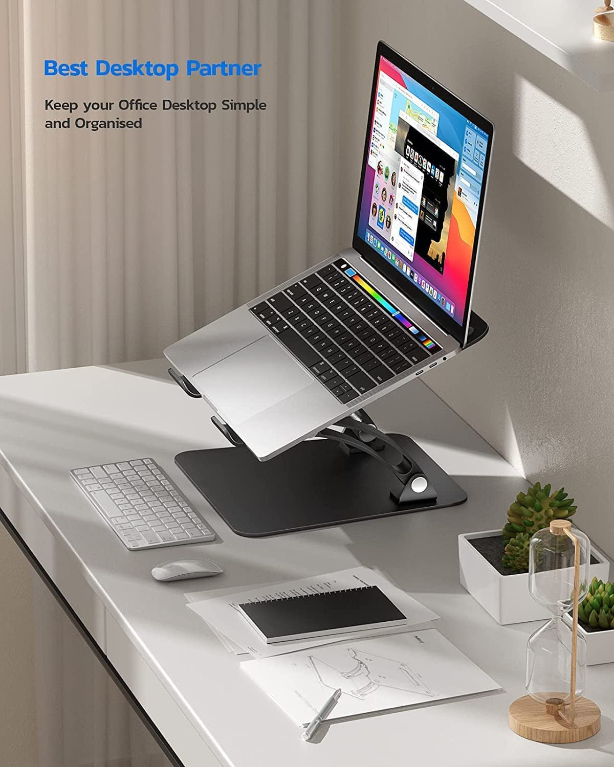 Ergonomic Adjustable Laptop Stand for 10-17" Notebooks and Tablets, Compatible - MacBook Pro, Air, Dell XPS, Samsung - Black