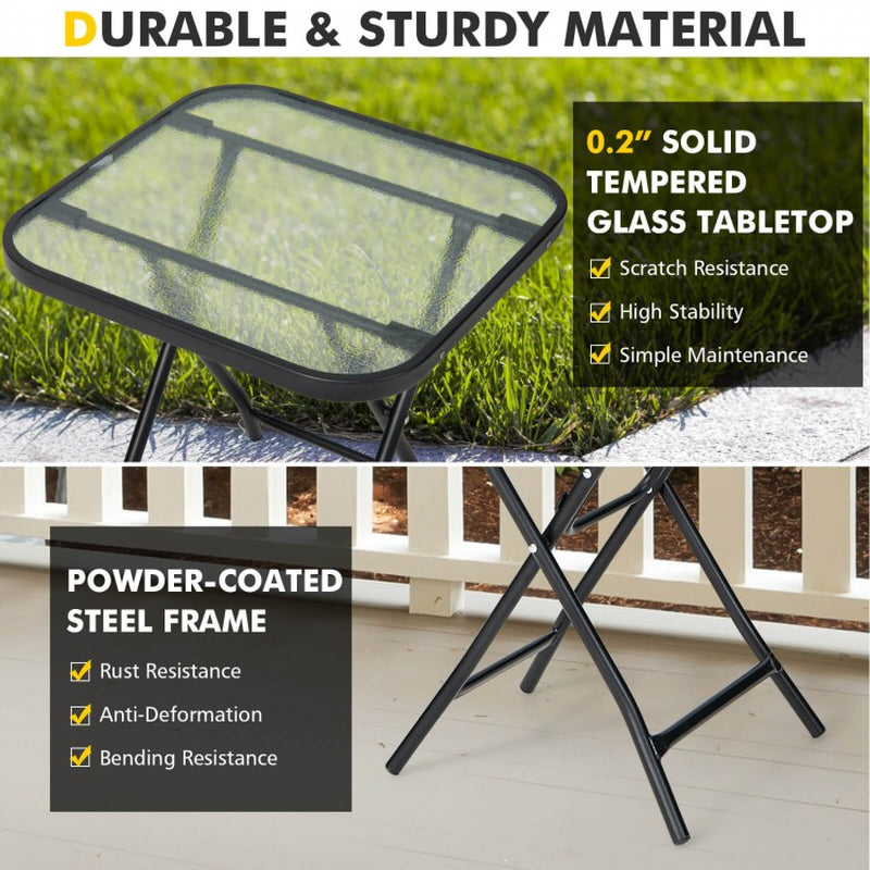 18-Inch Square Patio Bistro Table with Durable Rustproof Frame