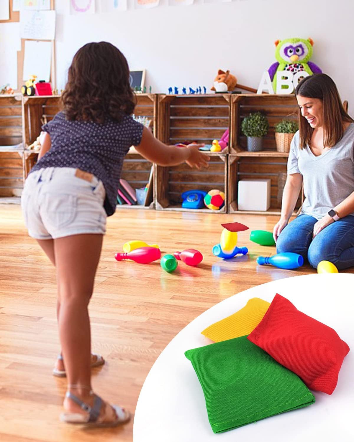 Colorful Mini Bean Bags for Tossing - 12 Pack Canvas Bean Bags for Outdoor Games, Carnival Activities, and Halloween Fun