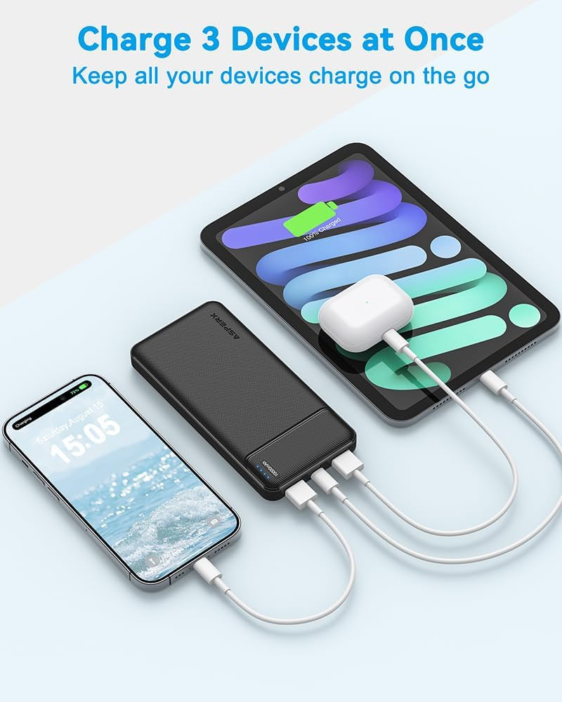 2-Pack 10,000mAh USB-C Portable Charger Power Bank with Fast Charging