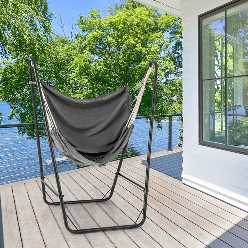 Heavy-Duty Metal Frame Hammock Chair with Convenient Side Pocket