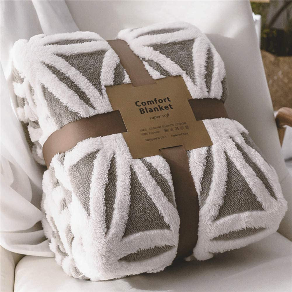 Dual-Sided Sherpa Fleece Throw Blanket - Soft and Cozy Bed Blanket for Couch and Sofa (Grey, 51" x 63")