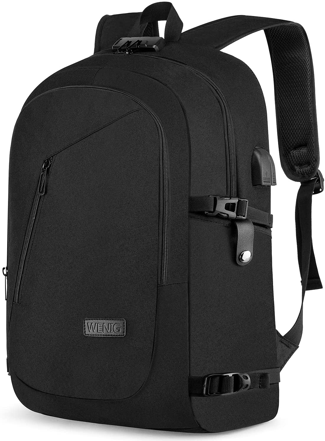 Anti-Theft Laptop Backpack for Business Travel, Slim Design - USB Charging Port, Durable Water-Resistant Bag for 15.6 Inch Laptops, Black