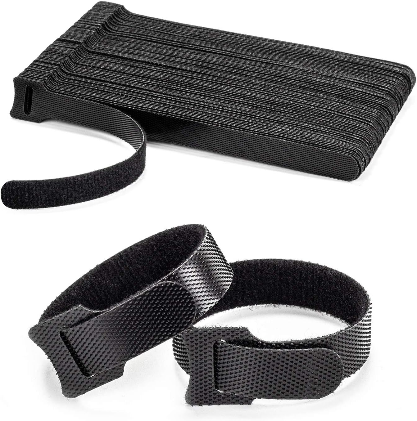 80PCS Reusable Cable Ties, Black Adjustable 6-Inch Cord Organizer Ties, Multi-Purpose Hook Loop Cable Management Wire Ties for Organizing Home, Office, Data Centers