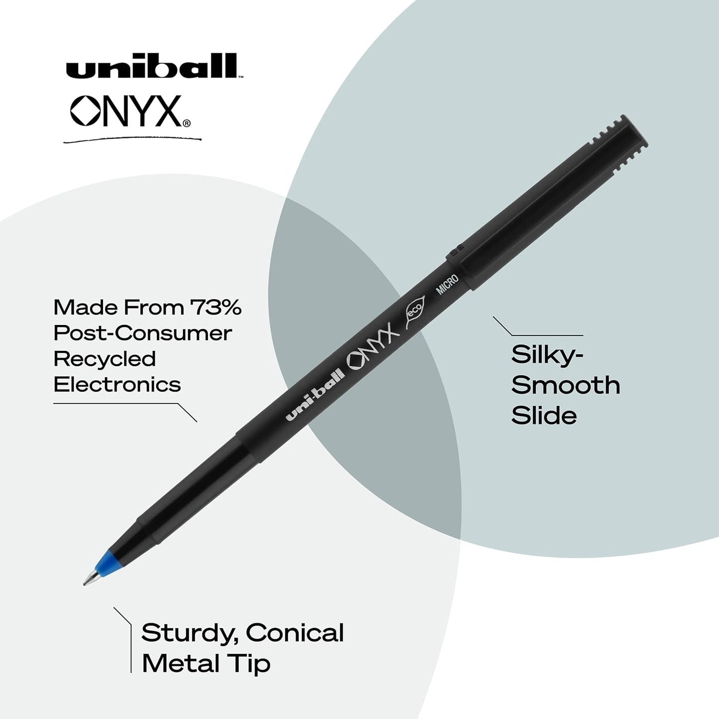ONYX Rollerball, Stick Roller Ball Pen Micro-0.5Mm, 12 Pack, Blue Ink (60041)