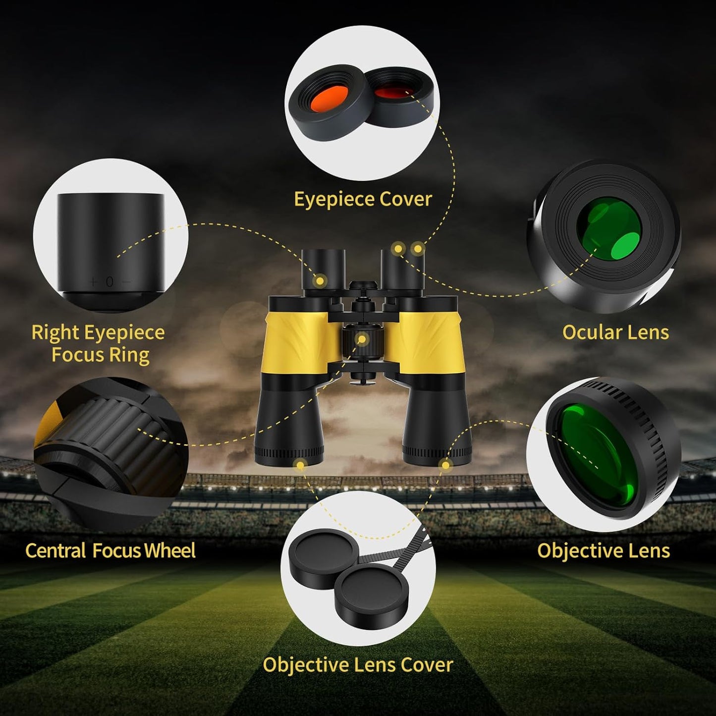 High-Power 20x50 Binoculars for Adults – Waterproof with BAK4 Prism and Multi-Layer Coated Lenses