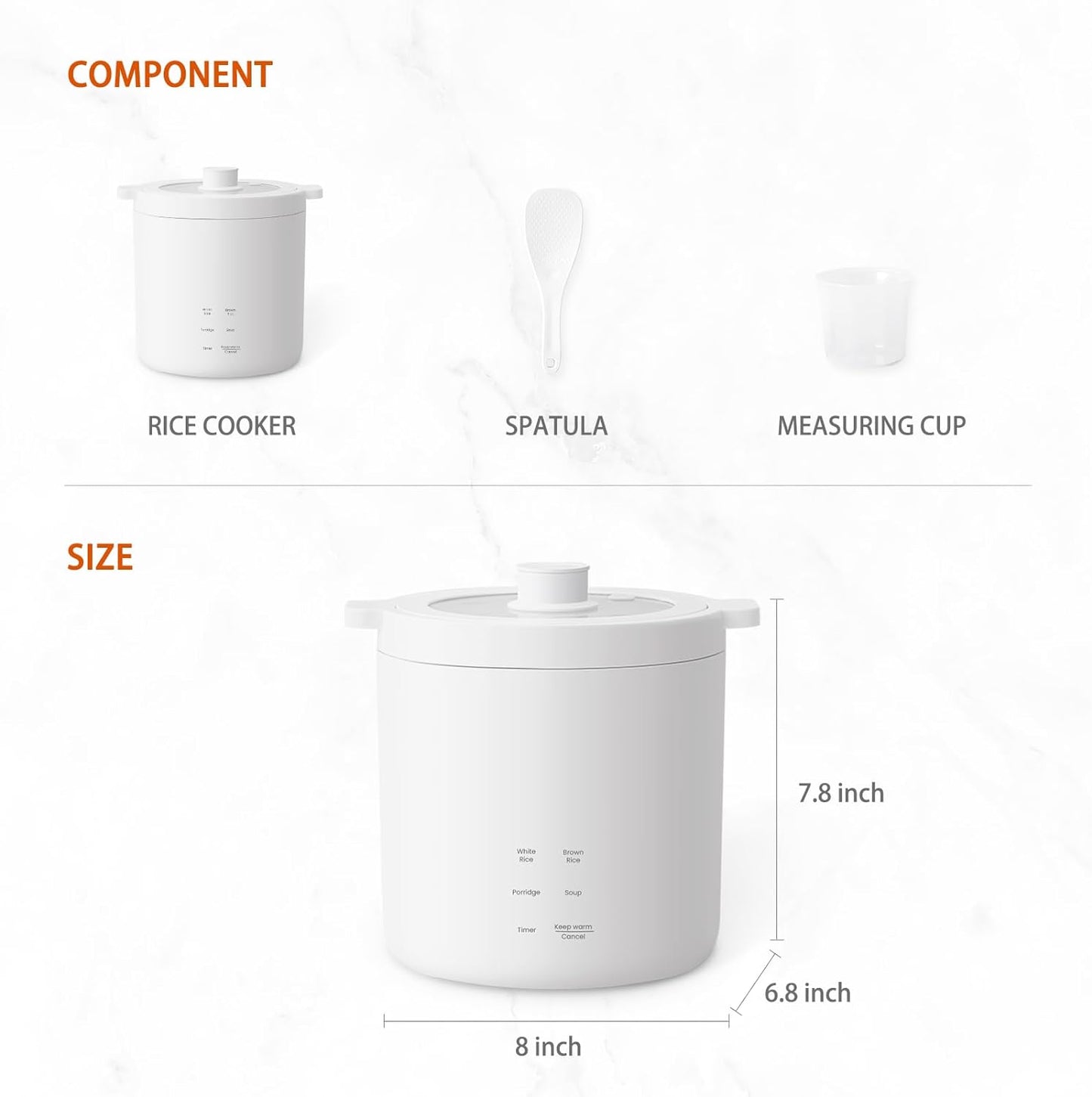 2-Cup Compact Rice Cooker with Four Cooking Functions, 24-Hour Preset, Keep Warm Feature, and Heat-Resistant Carry Handle
