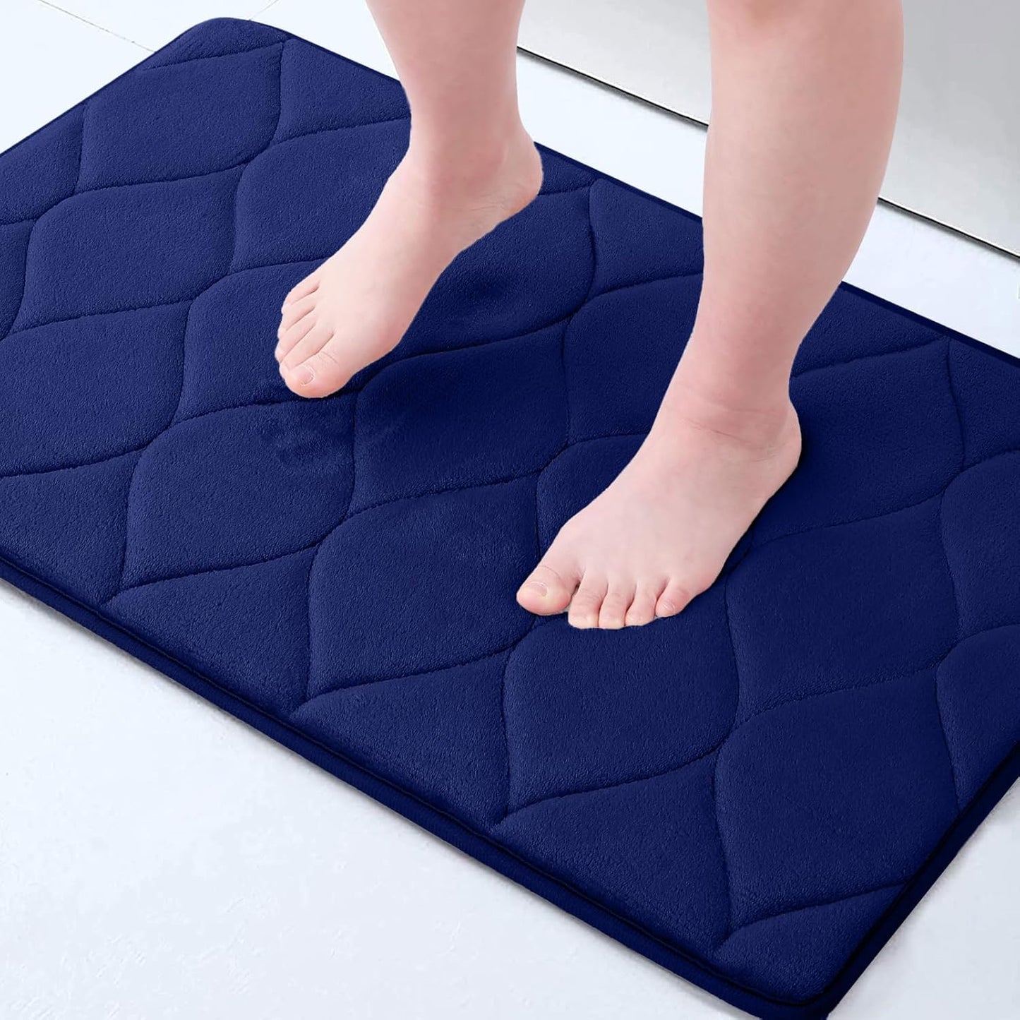 Memory Foam Bath Mats - Soft, Non-Slip, Water-Absorbent, Machine Washable Bathroom Rugs, 24" x 16", Dark Grey