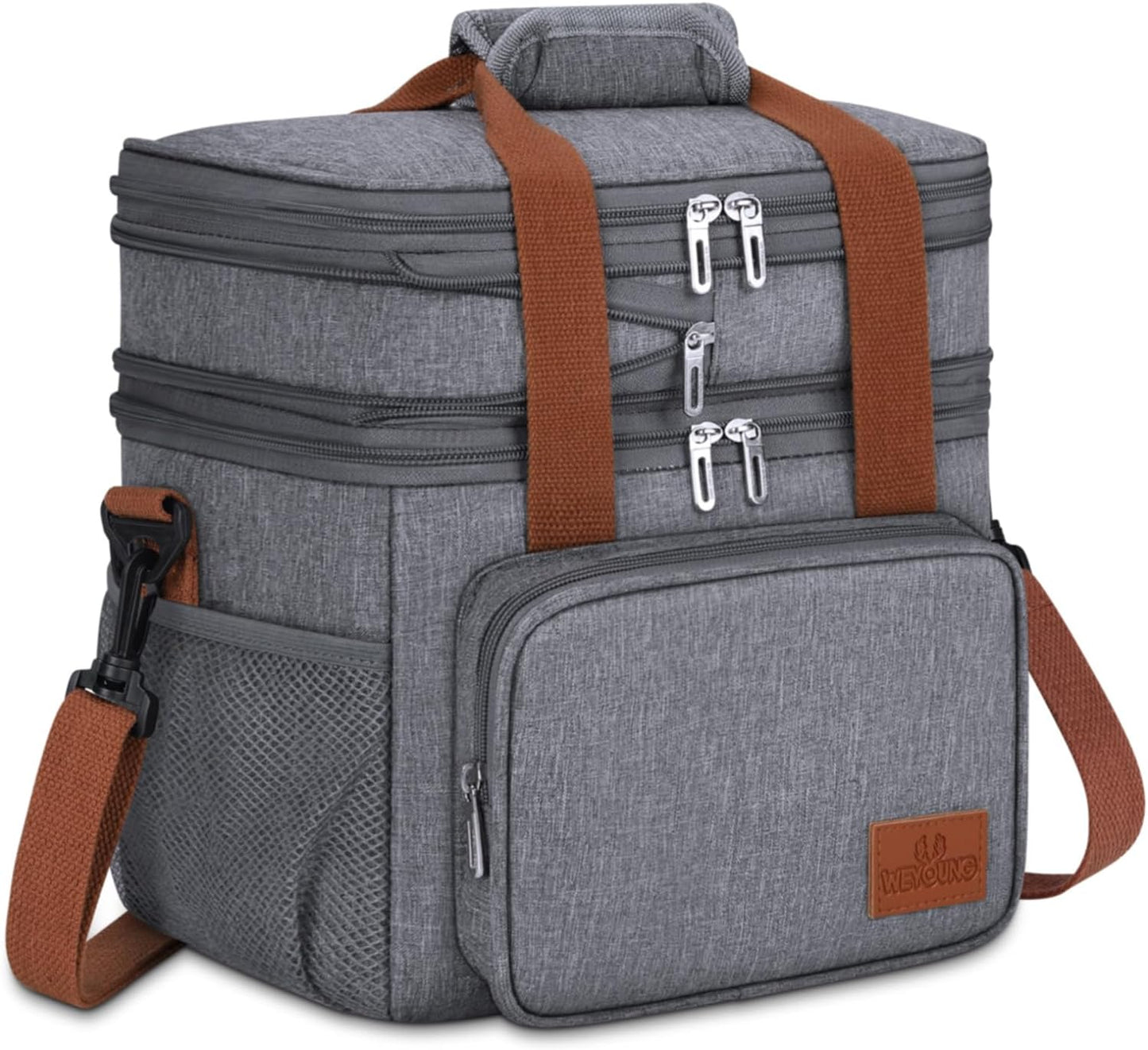 Insulated Lunch Bag for Adults - Leakproof Thermal Cooler, Expandable Large Capacity, Reusable Double Deck Design