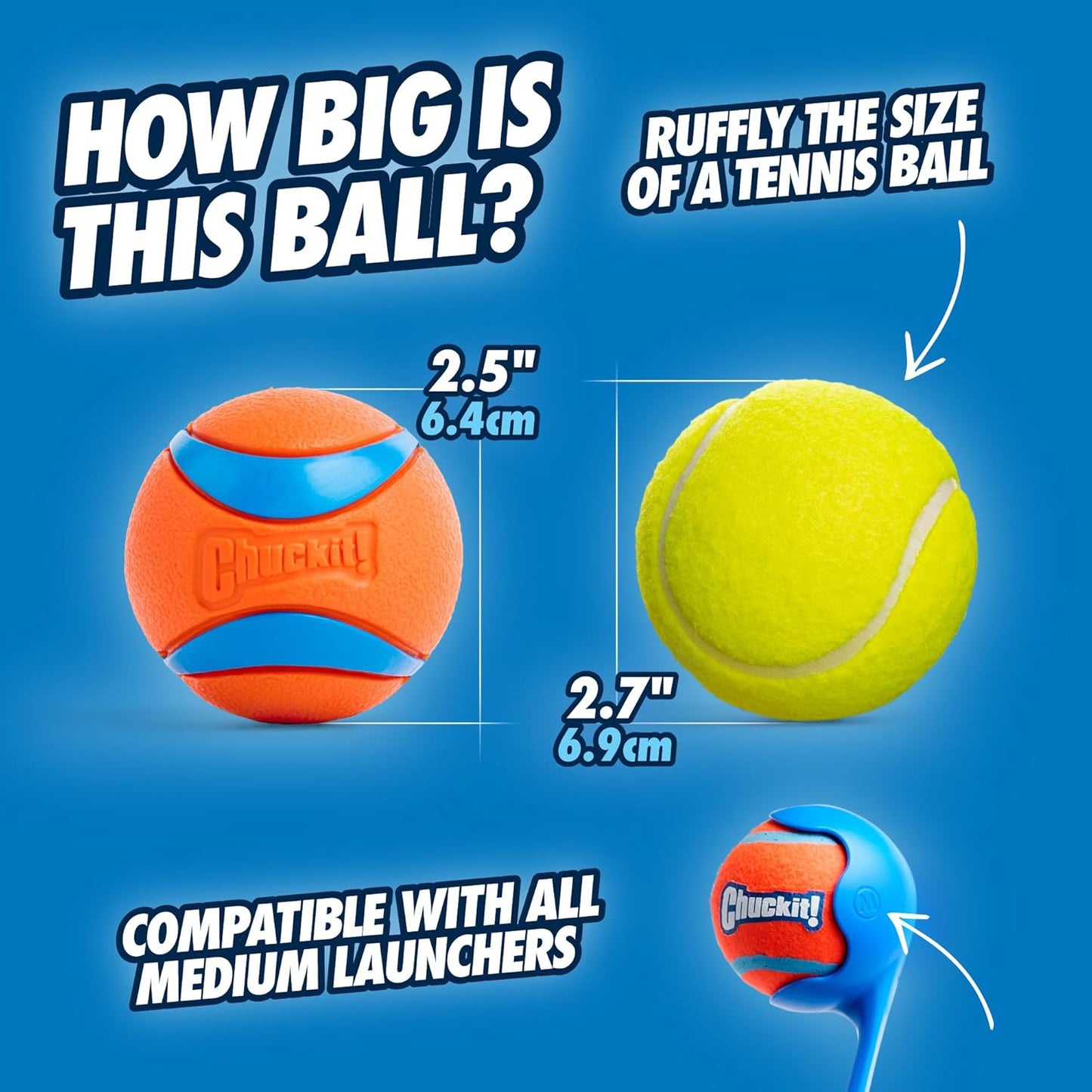 Medium Ultra Pet Dog Toy Balls (2.5 Inch) - Pack of 2
