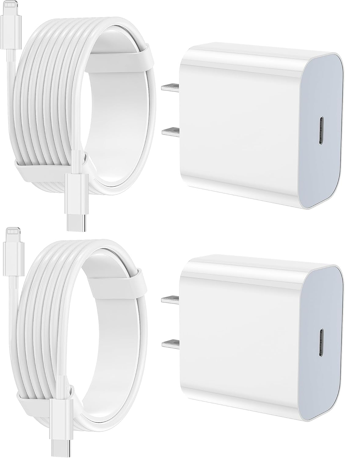 Apple MFi Certified iPhone Charger - Dual Pack Type C Wall Charger with 6FT and 10FT USB C to Lightning Cables for iPhone 14/13/12 Series and AirPods Pro