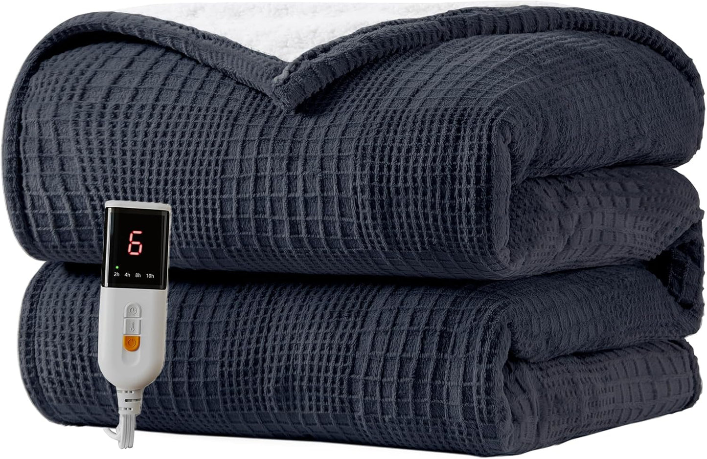 Electric Heated Blanket Throw 50''x60'' - 6 Heat Settings, 2-10 Hour Auto Shut-Off, ETL Certified, Machine Washable (Black)