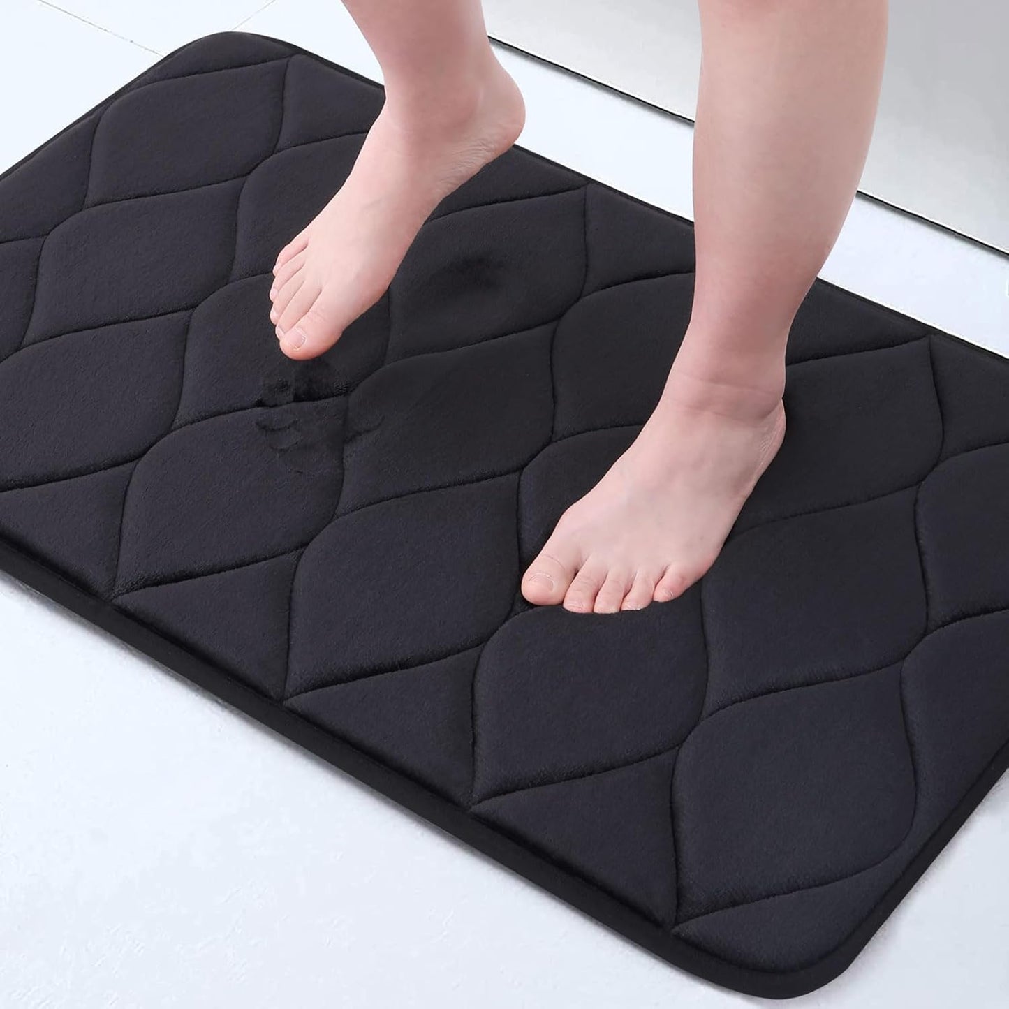 Memory Foam Bath Mats - Soft, Non-Slip, Water-Absorbent, Machine Washable Bathroom Rugs, 24" x 16", Dark Grey