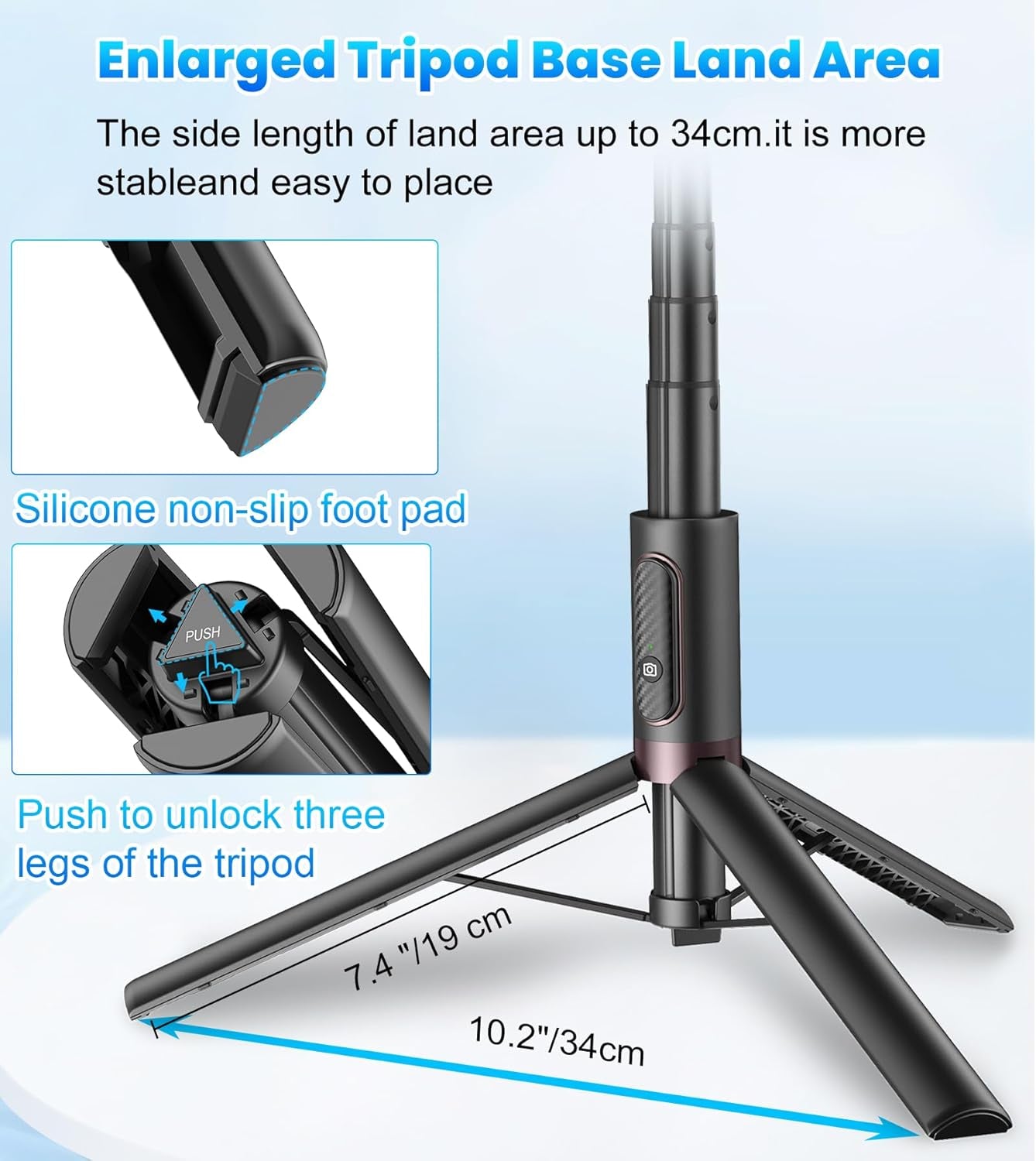 67-Inch All-in-One Travel Tripod and Selfie Stick for Smartphones with Integrated Wireless Remote - Portable, Lightweight, and Extendable for iPhone/Android (Black)