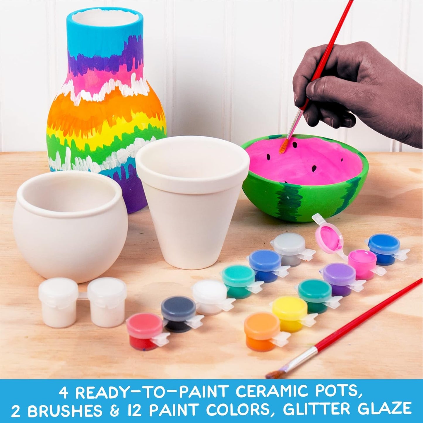 Paint Your Own Ceramic Pottery, Fun Ceramic Painting Kit for Kids, Paint Your Own Ceramic Pottery Dish, Flower Pot, Vase & Bowl, Great Staycation Activity for Kids
