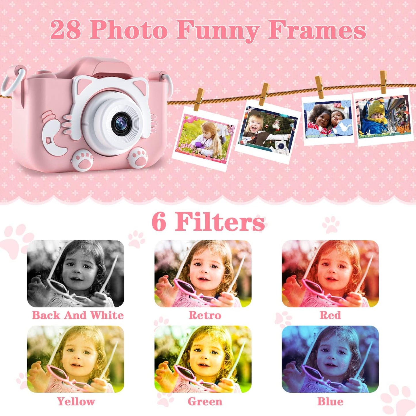 Children's Digital Camera - Video Functionality Ages 3+, Includes 32GB TF Card