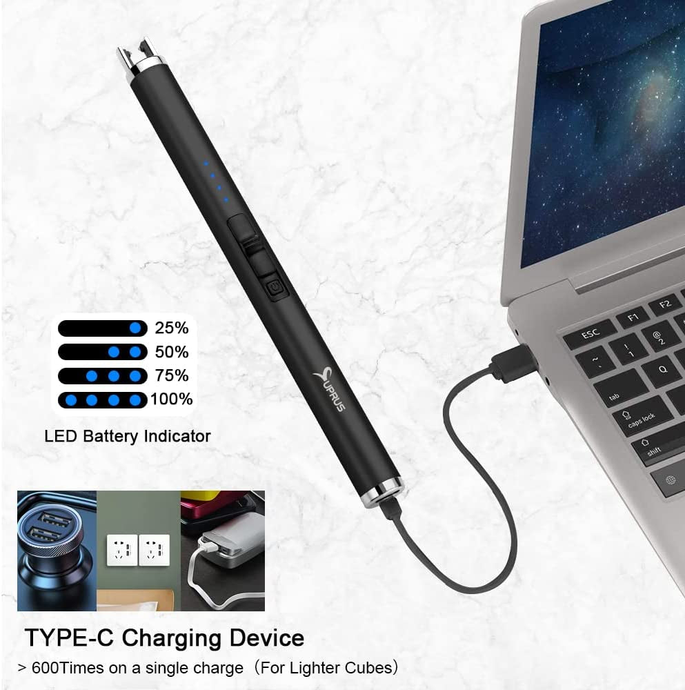 Rechargeable USB Arc Candle Lighter - Flameless, Windproof, and Portable Electric Lighter in Gift Box