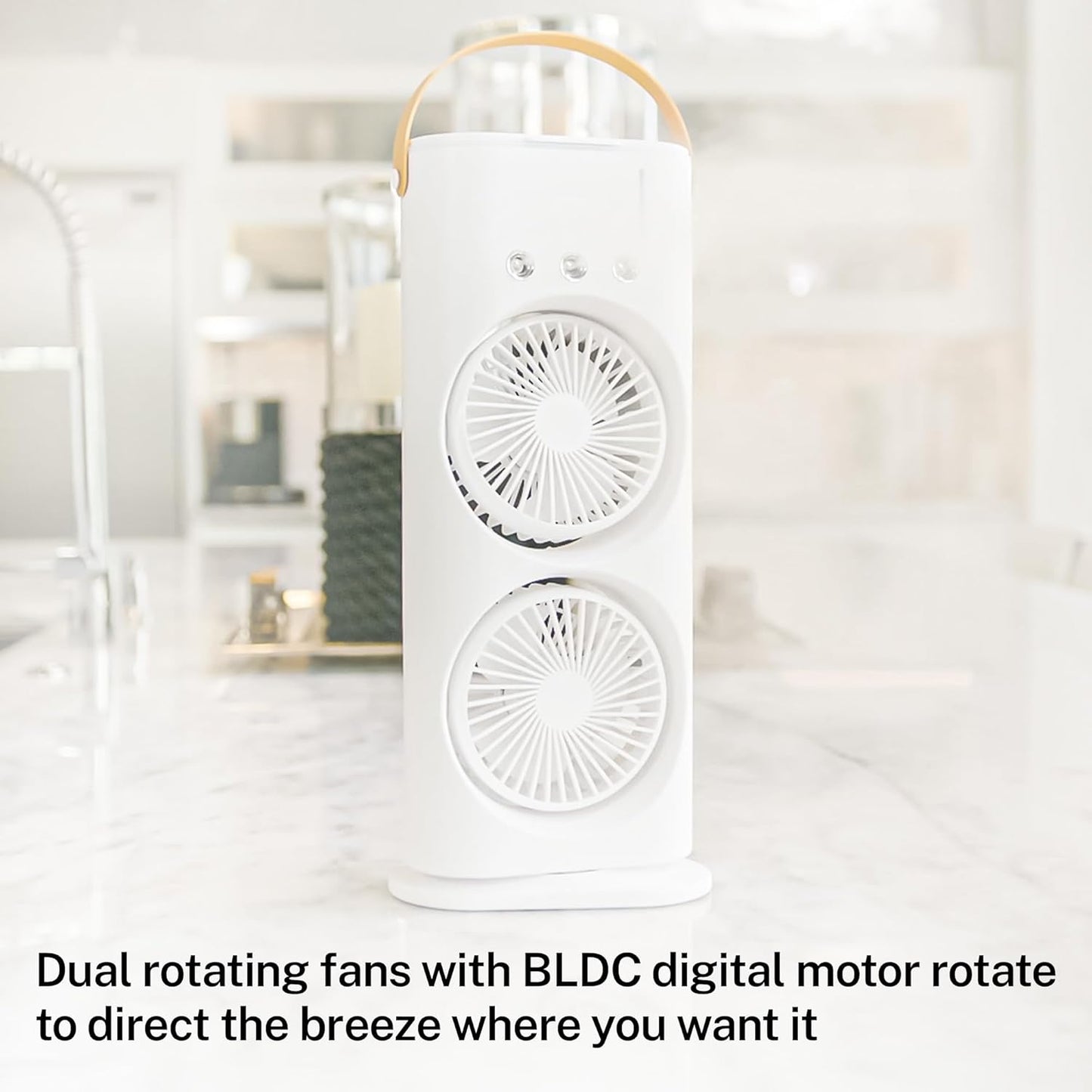 Aqua Air Portable Air Conditioner: Dual Mist Rechargeable Oscillating Evaporative Cooler Fan for Travel, Standing and Desk Use
