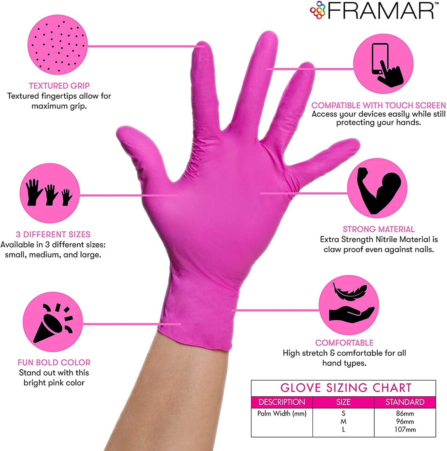 Medium Pink Nitrile Disposable Gloves - Versatile Cleaning, Mechanic, Kitchen, and Tattoo Use, Latex-Free