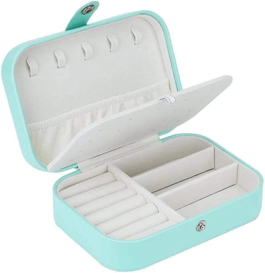 Double Layer Travel Jewelry Organizer - Elegant PU Leather Case for Rings, Earrings, Necklaces, and Bracelets