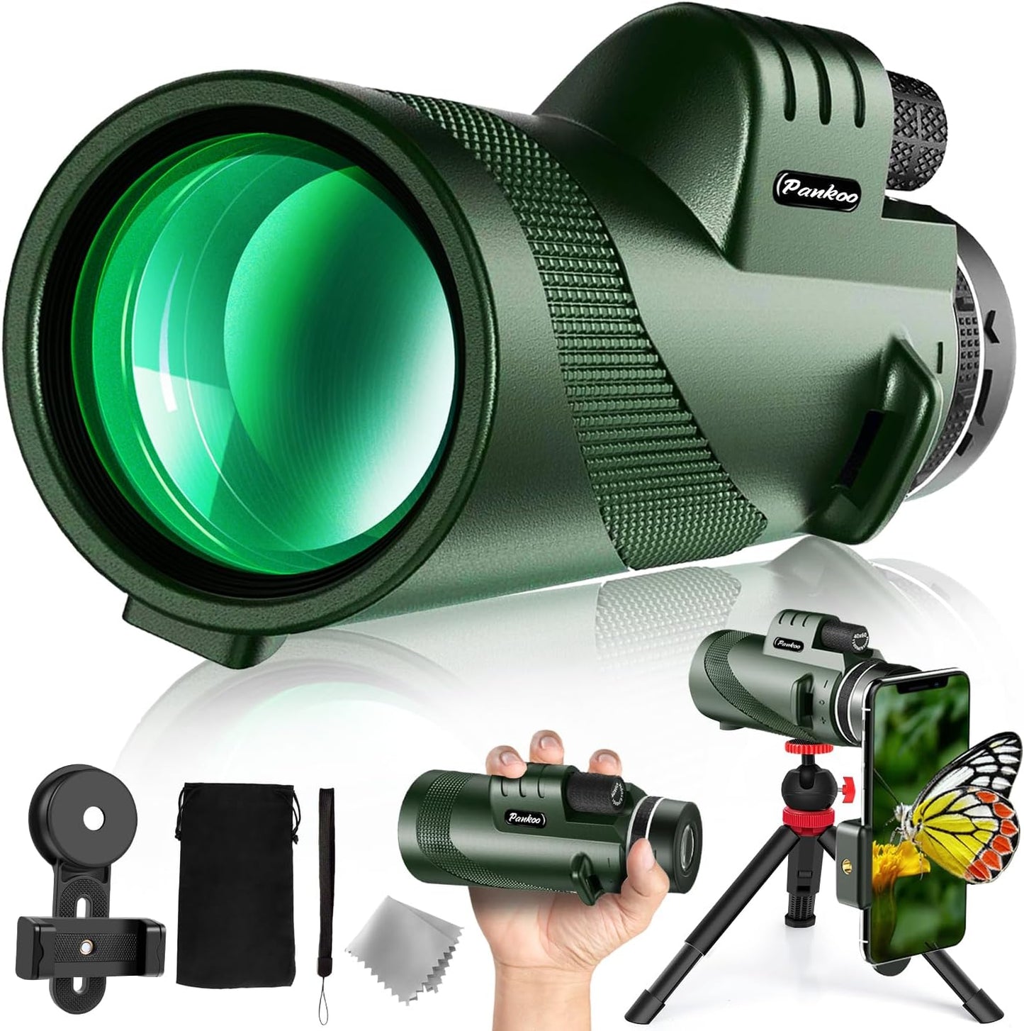 40x60 High-Power Monocular Telescope for Adults with Phone Adapter, Tripod, and Hand Strap - Low Light Vision Monocular with BAK4 Prism