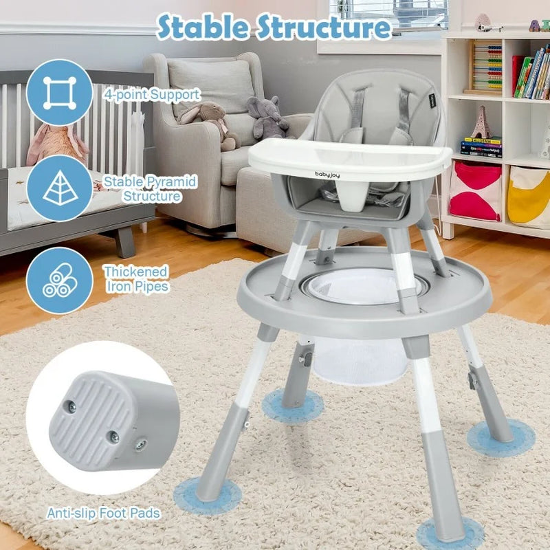 6-in-1 Adjustable Height Baby High Chair and Activity Center