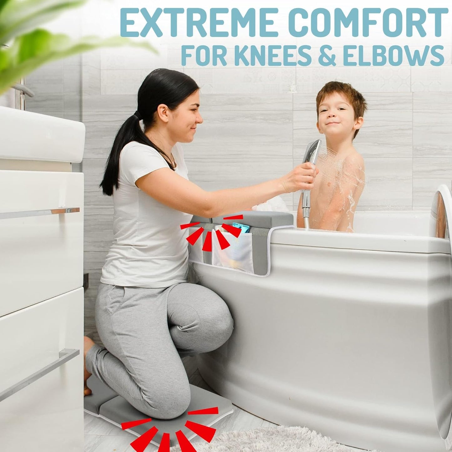Professional Baby Bath Kneeler and Elbow Rest Pad Set with Bath Mat Accessories