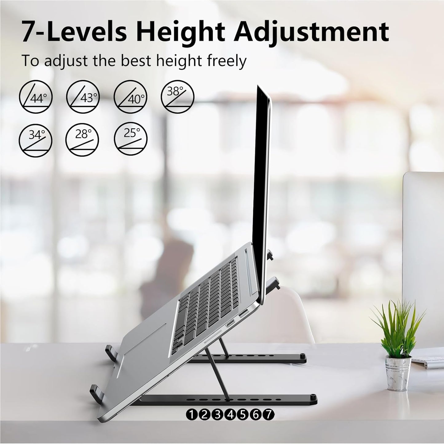 Adjustable Laptop Stand for Desk - Portable and Foldable Riser with Ventilation for 10-15.6” Laptops and Tablets - Black